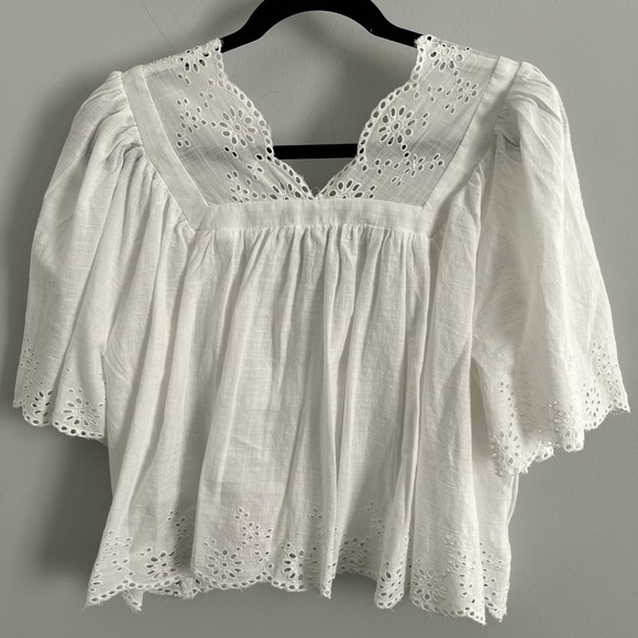 🌻🆕FREE PEOPLE Costa Eyelet Top-Bright White-Size Medium - Picture 16 of 16